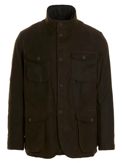 BARBOUR DARK BROWN EMBROIDERED LOGO JACKET