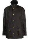 Barbour Jacket With Front Pockets And Long Sleeves In Dark Green