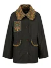 Barbour X Farm Rio Maria-clara Waxed Jacket In Green