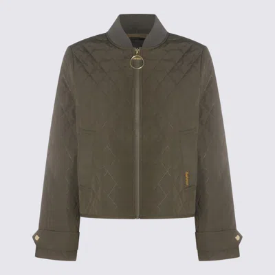 Barbour Dark Grey Down Jacket In Green