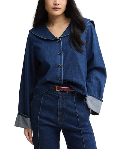 Barbour Dartmoor Sailor Collar Button-up Shirt In Blue