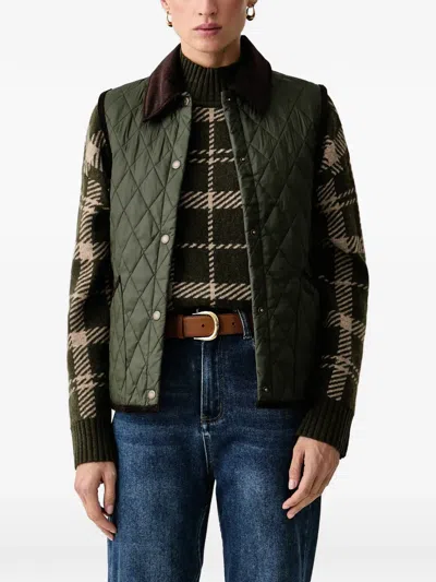 Barbour Darwen Diamond-quilted Corduroy-collar Gilet In Gray