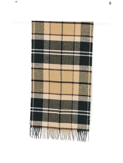 Barbour Deanna Tartan Fringed Scarf In Brown