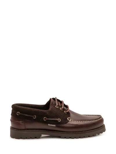 Barbour Re-engineered Deck Leather Boat Shoes In Brown