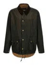 Barbour Ashby Corduroy Collar Water Resistant Waxed Cotton Jacket In Green