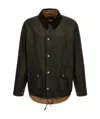 Barbour Ashby Corduroy Collar Water Resistant Waxed Cotton Jacket In Green