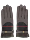 Barbour Dee Tartan Gloves In Gray