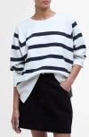 Barbour Delaney Stripe Cotton Fleece Sweatshirt In Cloud Stripe