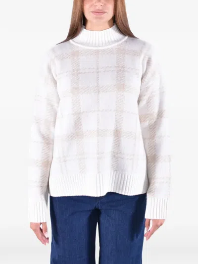 Barbour Delilah Check-pattern Sweater In White