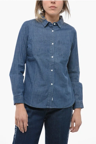 Barbour Denim Barmouth Shirt With Double Breast Pockets In Blue