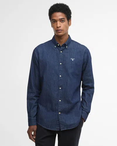 Barbour Denim Crest Mens Tailored Shirt In Blue