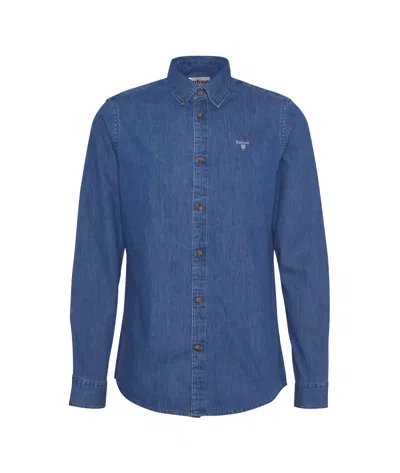 Barbour Denim Crest Tailored Long-sleeved Shirt In Blue