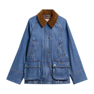 Pre-owned Barbour Denim Modern Beadnell Casual Jacket 'denim/classic' | Blue | Women's Size 12