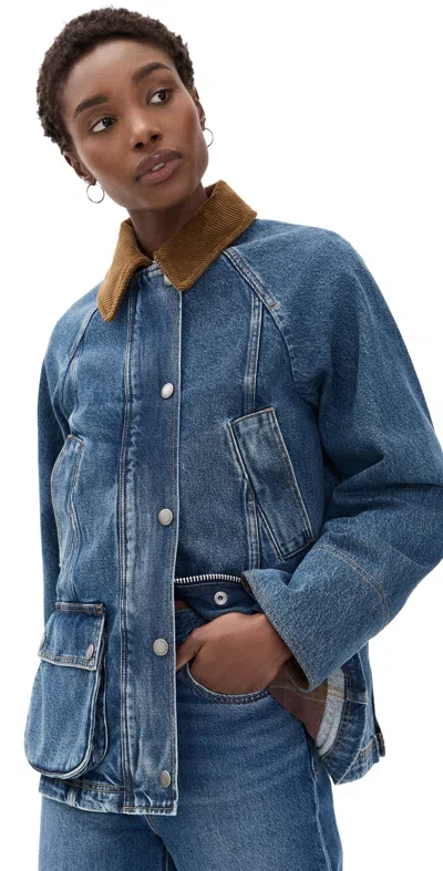 Barbour Denim Modern Beadnell Casual Jacket Mid Blue Denim/classic