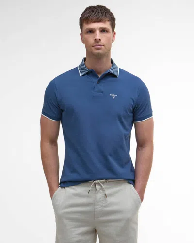 Barbour Denwick Mens Tailored Polo Shirt In Blue