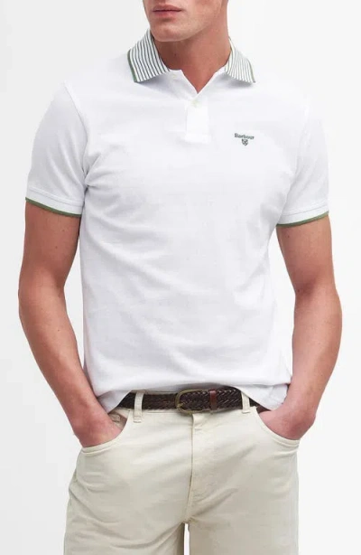 Barbour Denwick Mens Tailored Polo Shirt In White