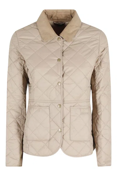 Barbour Deveron Quilted Corduroy-collar Jacket In Brown