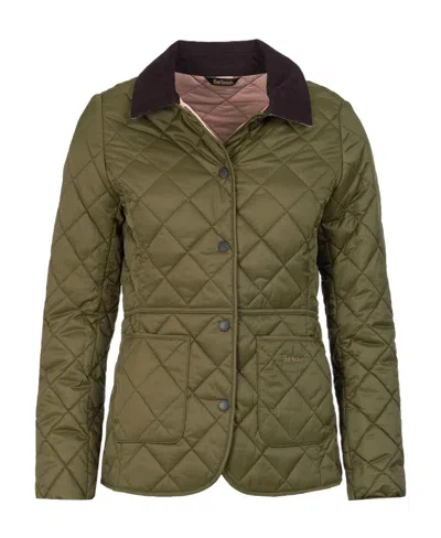 Barbour Deveron Quilted Buttoned Jacket In Green