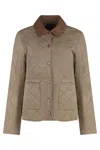 Barbour Corduroy Collar Quilted Jacket In Beige