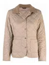 Barbour Corduroy Collar Quilted Jacket In Beige