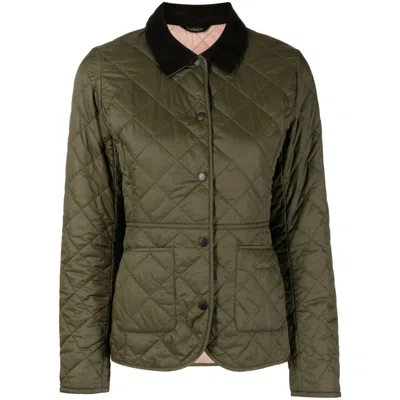 Barbour Deveron Quilted Buttoned Jacket In Green