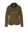 Barbour Womens Olive Pale Pink Deveron Quilted Slim-fit Shell Jacket In Green