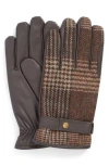 Barbour Deveron Wool & Leather Waterproof Gloves In Brown