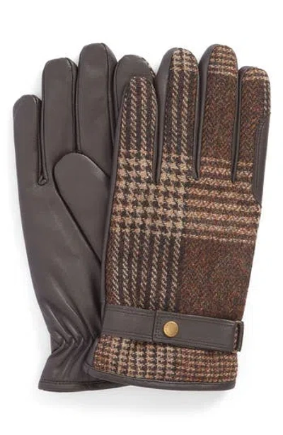 Barbour Deveron Wool & Leather Waterproof Gloves In Brown