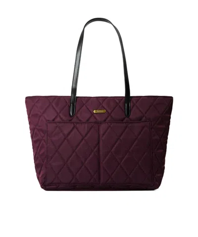 Barbour Diamond Lattice Pattern Stitched Tote Bag In Burgundy