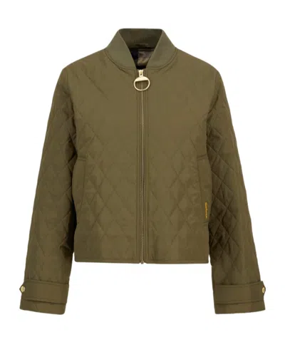 Barbour Diamond-quilted Zip Jacket In Green
