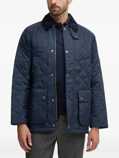 Barbour Diamond-quilting Corduroy-collar Jacket In Blue