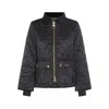 Barbour Diamond-quilted Zip-front Coat In Black