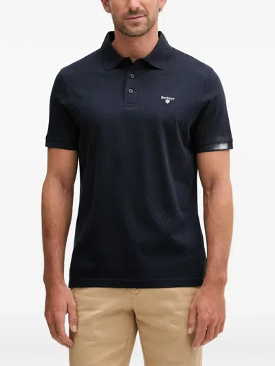 Barbour Diamond-textured Polo Shirt In Blue