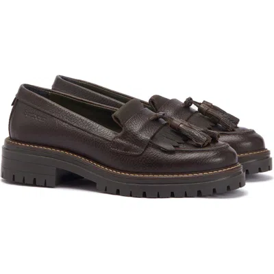 Barbour Dolores Tassel Fringe Loafer In Dark Brown