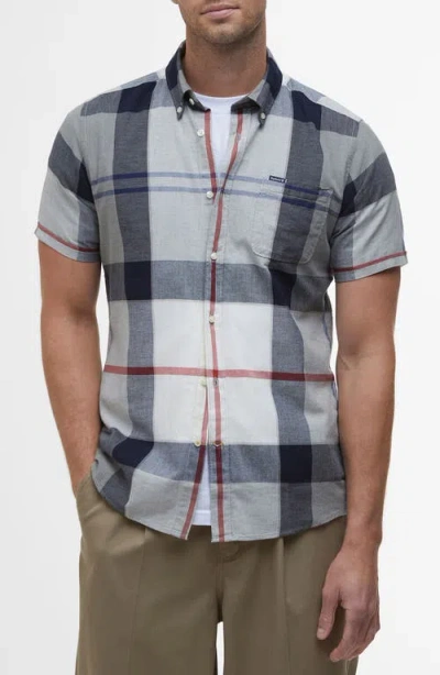 BARBOUR BARBOUR DOUGHILL PLAID SHORT SLEEVE COTTON & LINEN BUTTON-DOWN SHIRT