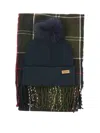 Barbour "dover" Check Pattern Scarf And Beanie Set