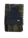 Barbour "dover" Check Pattern Scarf And Beanie Set In Green