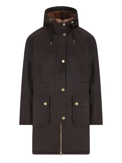 Barbour Drawstring-hood Waxed-cotton Jacket In Brown