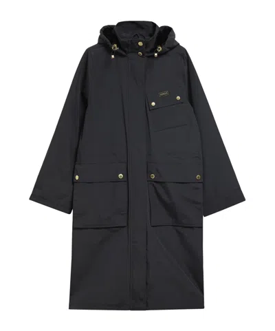 Barbour Drawstringhood Long Parka Coat In Black