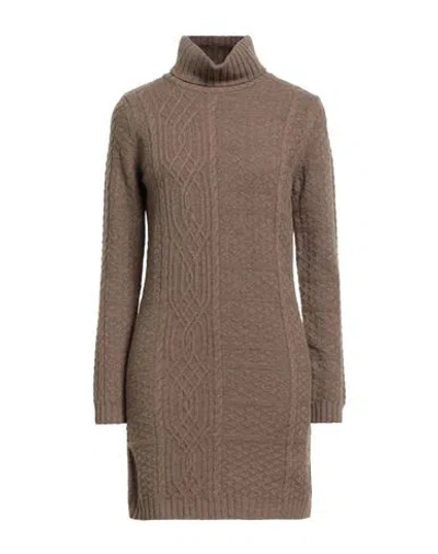 Barbour Dress Tartan Woman Mini Dress Taupe Size 12 Wool In Gray