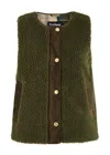 Barbour Dulsie Faux Shearling Gilet In Olive/ancient
