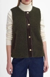 Barbour Dulsie Faux Shearling Gilet In Olive/ancient