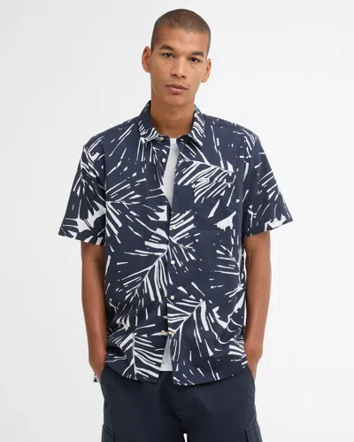 Barbour Edenwood Printed Summer Fit Mens Shirt In Blue