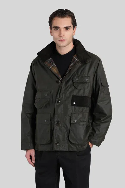 Barbour Editor Wax Casual Jacket In Green Cotton