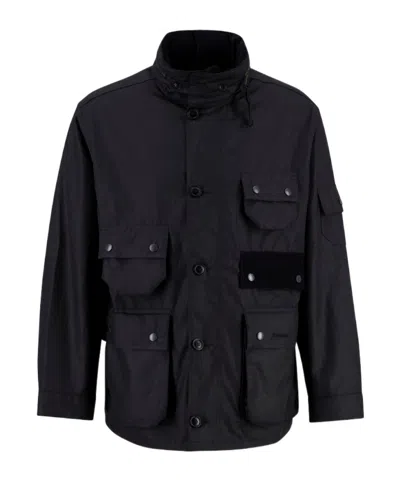 Barbour Editor Waxed Jacket In Black