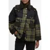 Barbour Elaine Hooded Corduroy-trimmed Checked Waxed-cotton Jacket In Green