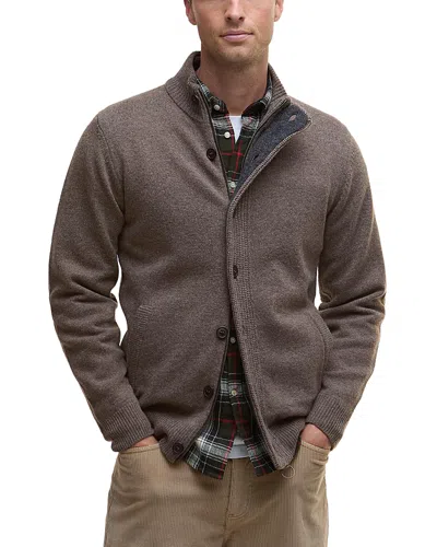 Barbour Elbow Patch Cardigan In Gray