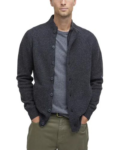 Barbour Elbow Patch Cardigan In Charcoal Marl