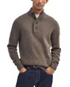 BARBOUR ELBOW PATCH MOCK NECK SWEATER