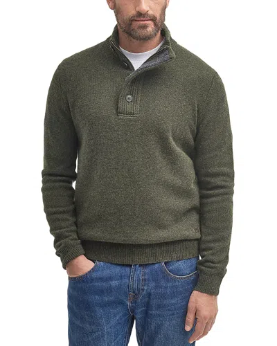 Barbour Elbow Patch Mock Neck Sweater In Seaweed